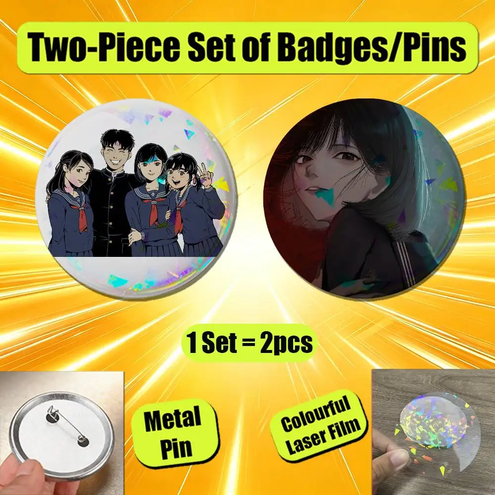 For SILENT HILL F Hinako Shimizu Fox Mask Badge Pin Insignia 2 Pcs Set Round Button Emblem Laser Film Cosplay 25mm Custom