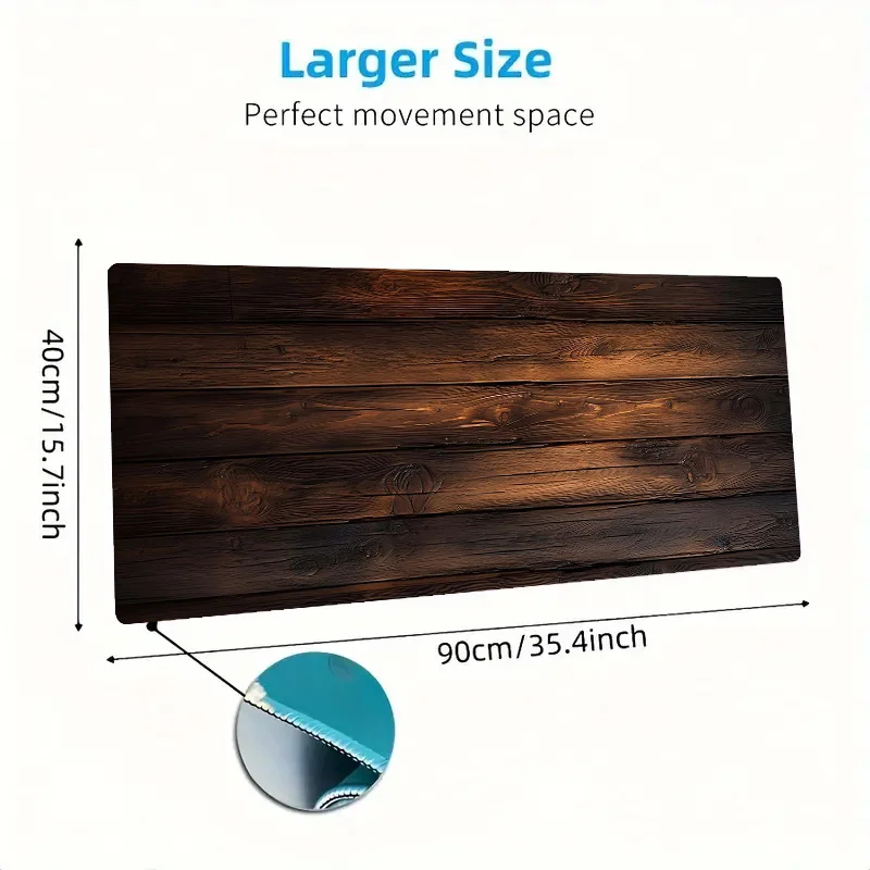 سجادة مكتب خشبية ريفية، مادة عالية الجودة، قاعدة مطاطية غير قابلة للانزلاق، حواف مخيطة دقيقة، سجادة متينة ومقاومة للماء