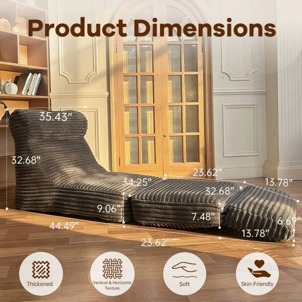 82 Inch Frameless Foldable Japanese Sofa Bed Convertible Lounge Chair Reading Chair Sleeper with Backrest and Cushions Portable Folding Floor Bed Comfortable Cloud Couch for Living Room Bedroom Guest Room Dormitory view 2