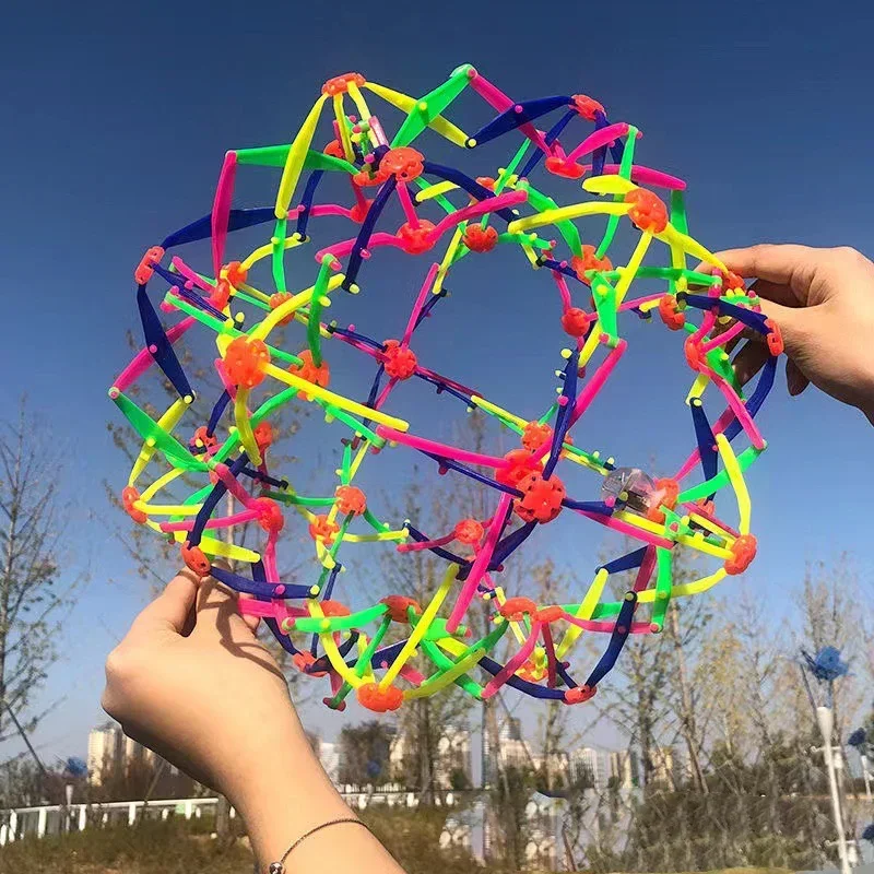 Bola telescópica mágica para niños, bolas de flores para exteriores, Bola de flores para lanzar y patadas, juguete interactivo para padres e hijos