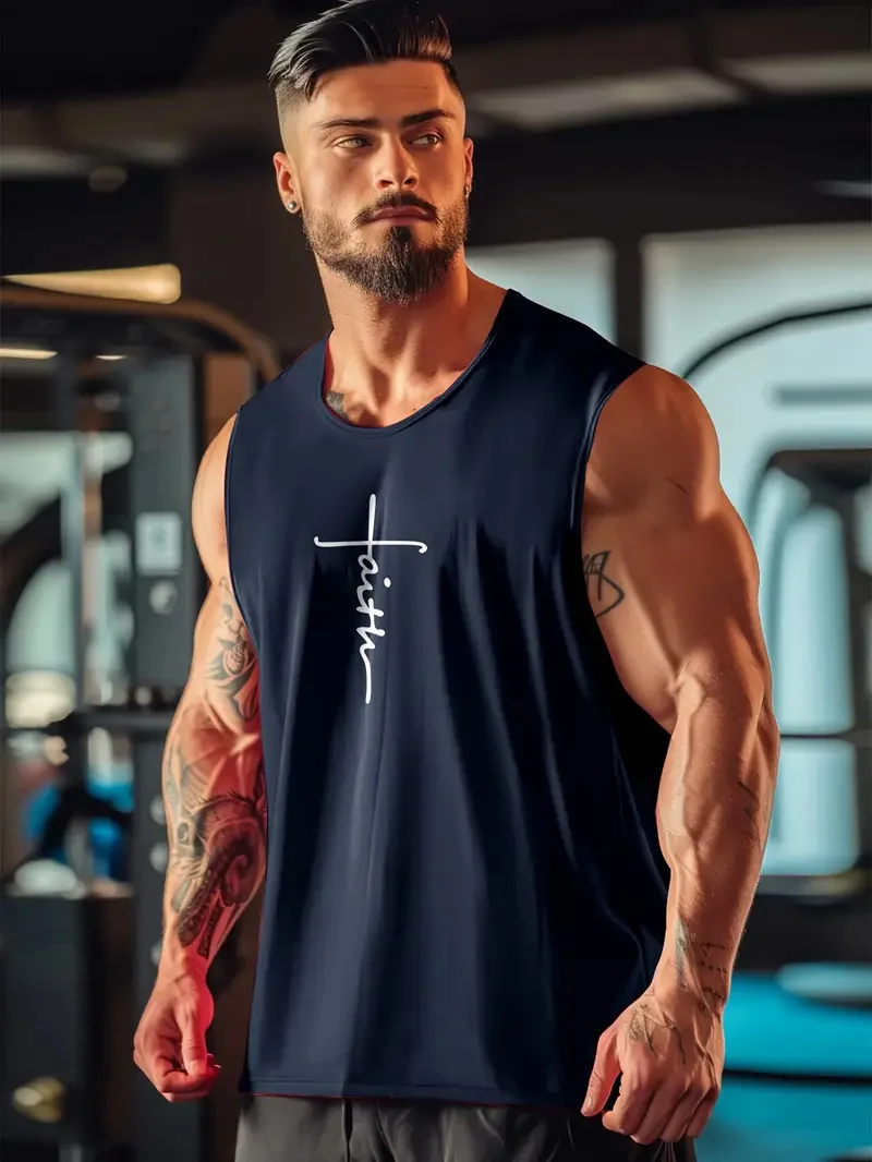 Solid color sports loose sleeveless men's vest summer trend fitness sleeveless round neck breathable non-stuffy short sleeves