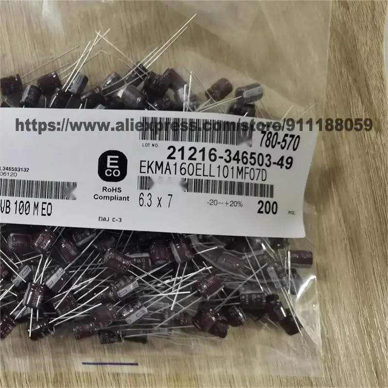 200pcs/lot EKMA160ELL101MF07D 6.3*7