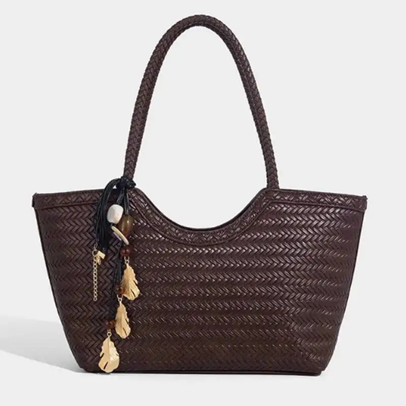 

Large Capacity Commuter Woven Women's Handbag 2025 New High Quality Basket Shoulder Fashion Versatile Tote Bag