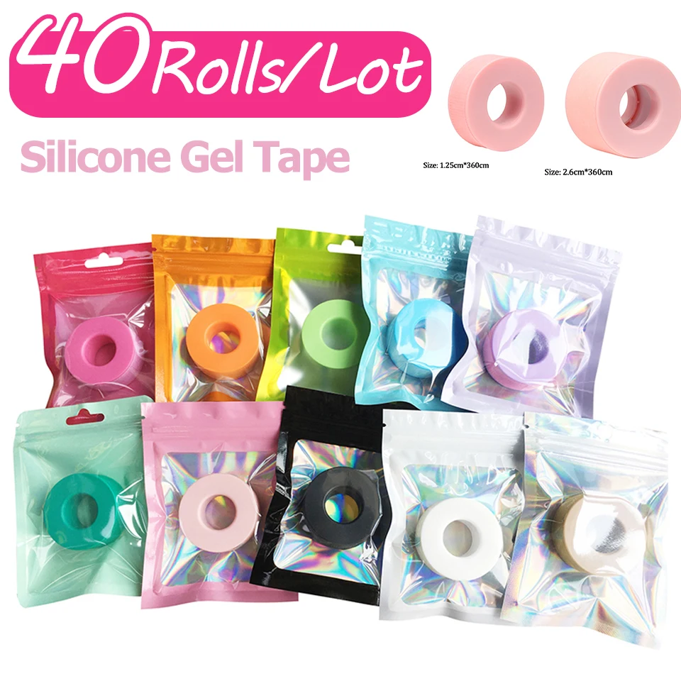 40 لفات/مجموعة شريط جل السيليكون لتمديد رمش البشرة الحساسة متعددة الاستخدام غير المنسوجة تنفس تحت وسادة العين بقع المورد