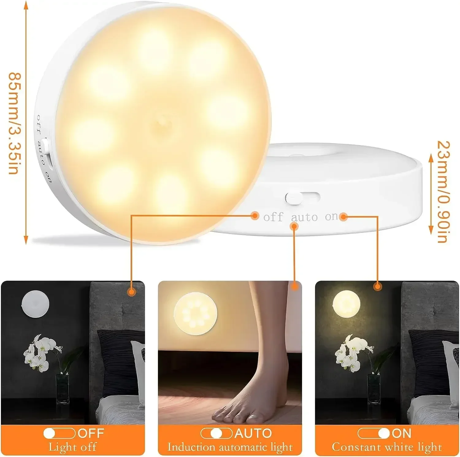 Xiaomi Night Light With Touch Motion Sensor 500mAh Battery USB Rechargeable Night Lamp For Room Bedside Table Decoration