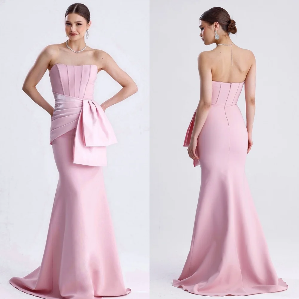 

Customized Exquisite Jersey Pleat Trumpet Strapless Long Dresses Bespoke Occasion Modern Style Classic
