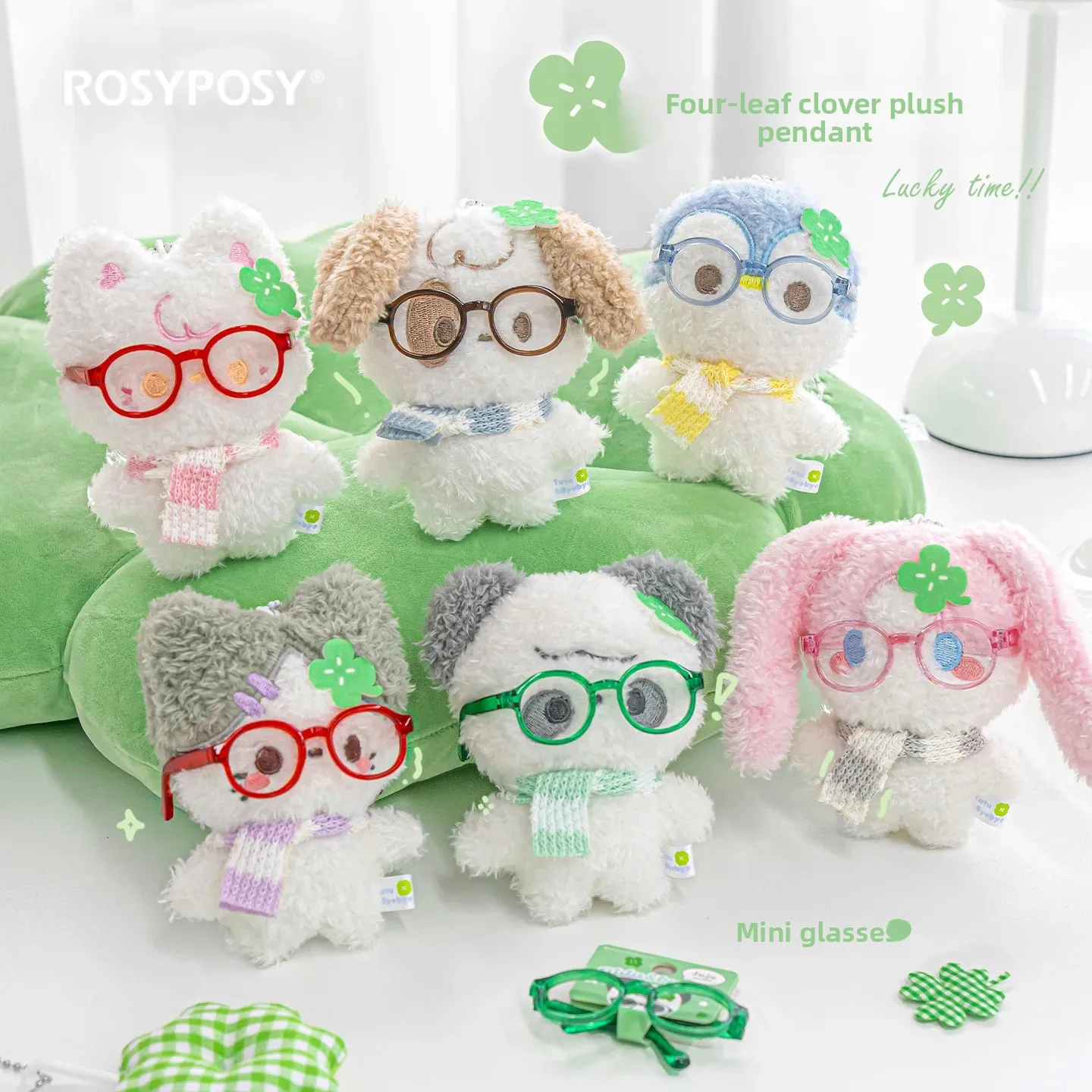 رائعتين روزي بوسي أفخم المفاتيح حقيبة الظهر قلادة لطيف نمط شرابة و Byebye البرسيم سلسلة مجوهرات اكسسوارات