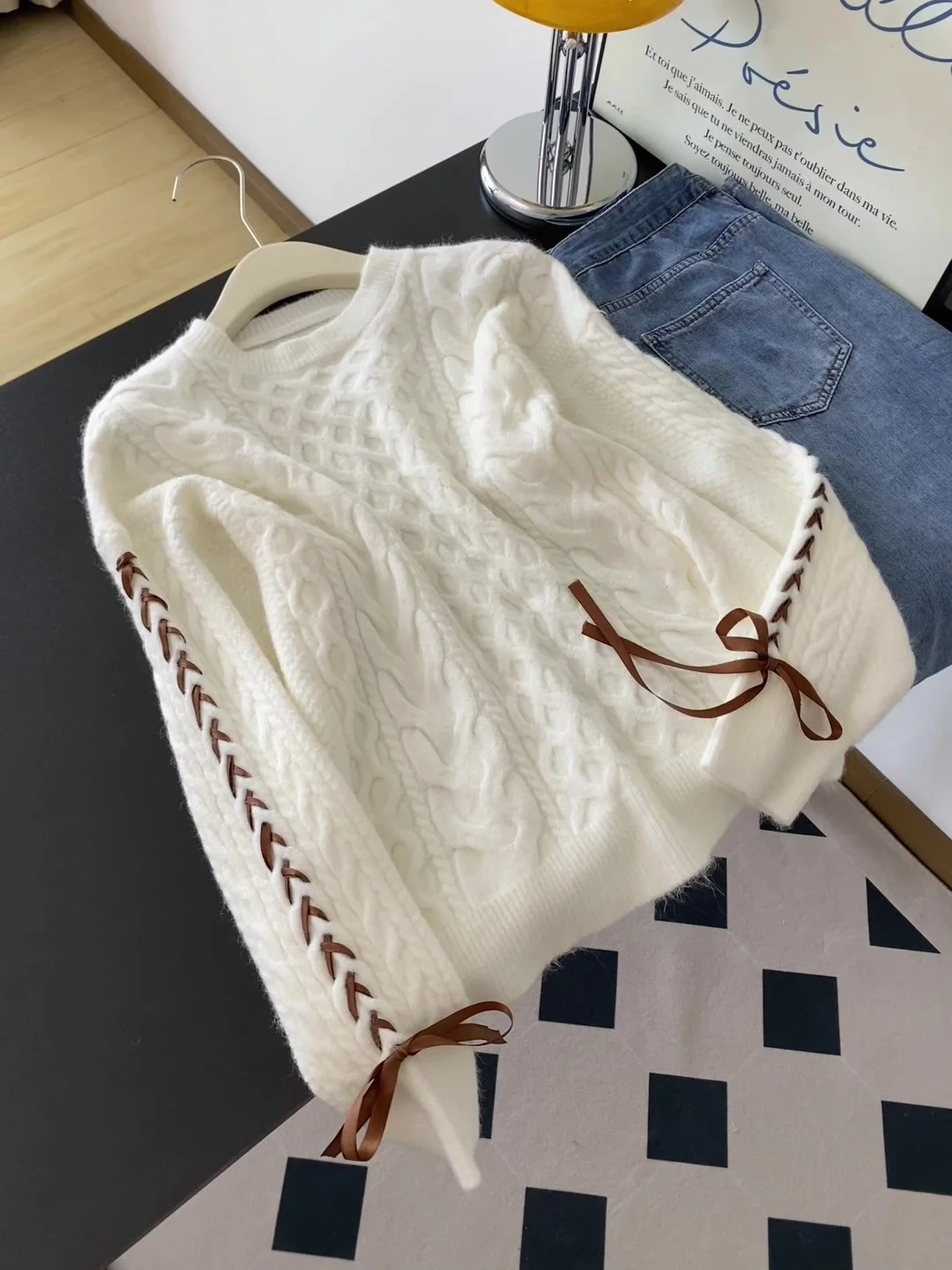 

Новинка 2024, мягкий уютный свитер Lazy Sle, женский свободный крой, осенне-зимнее вязаное пальто, топ, длинный цвет све, для поездок на работу