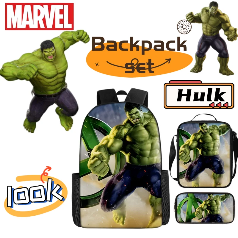 

Hulk милая крутая кавайная индивидуальная водонепроницаемая устойчивая к истиранию облегчение давления дышащая школьная сумка с принтом для студентов подарок из 3 предметов