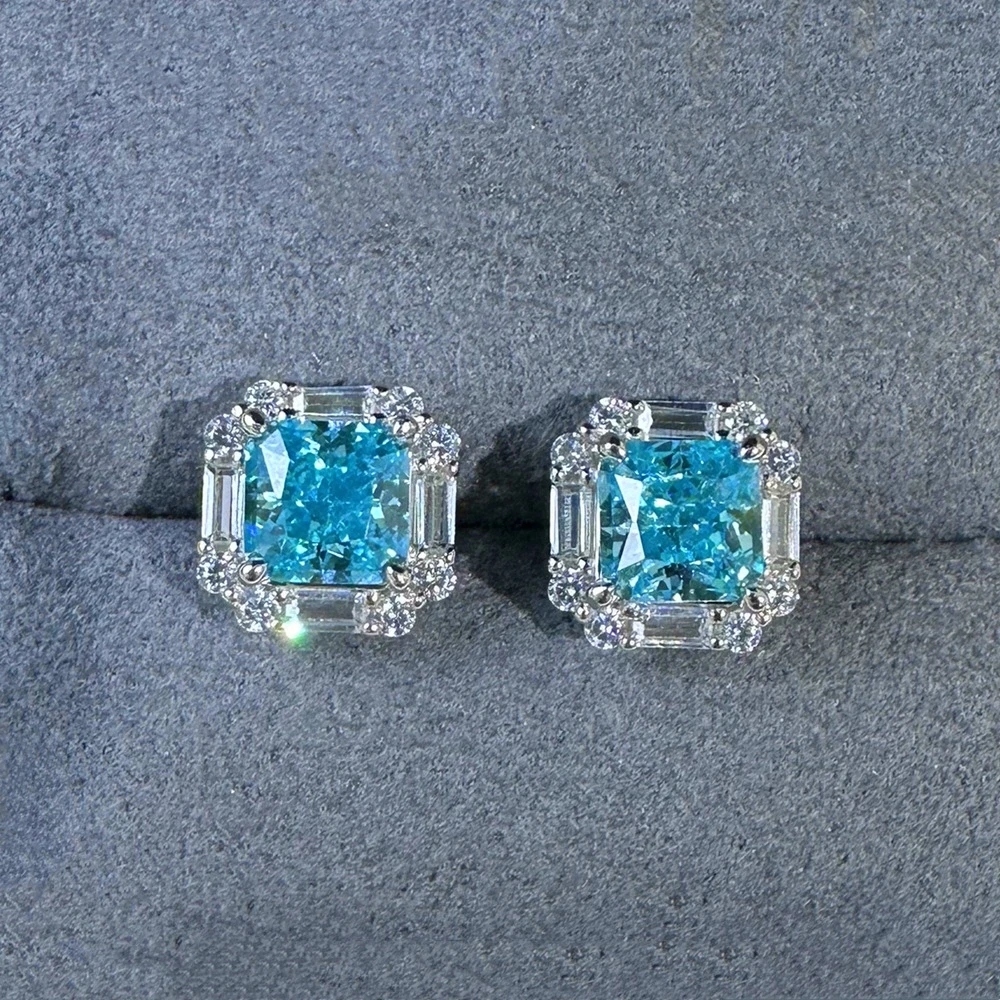 Imagem -02 - Wong Chuva-esmagado Gelo Corte Aquamarine Brincos de Pedras Preciosas para Senhoras Jóias na Moda 100 925 Sterling Silver Atacado 2.3ct