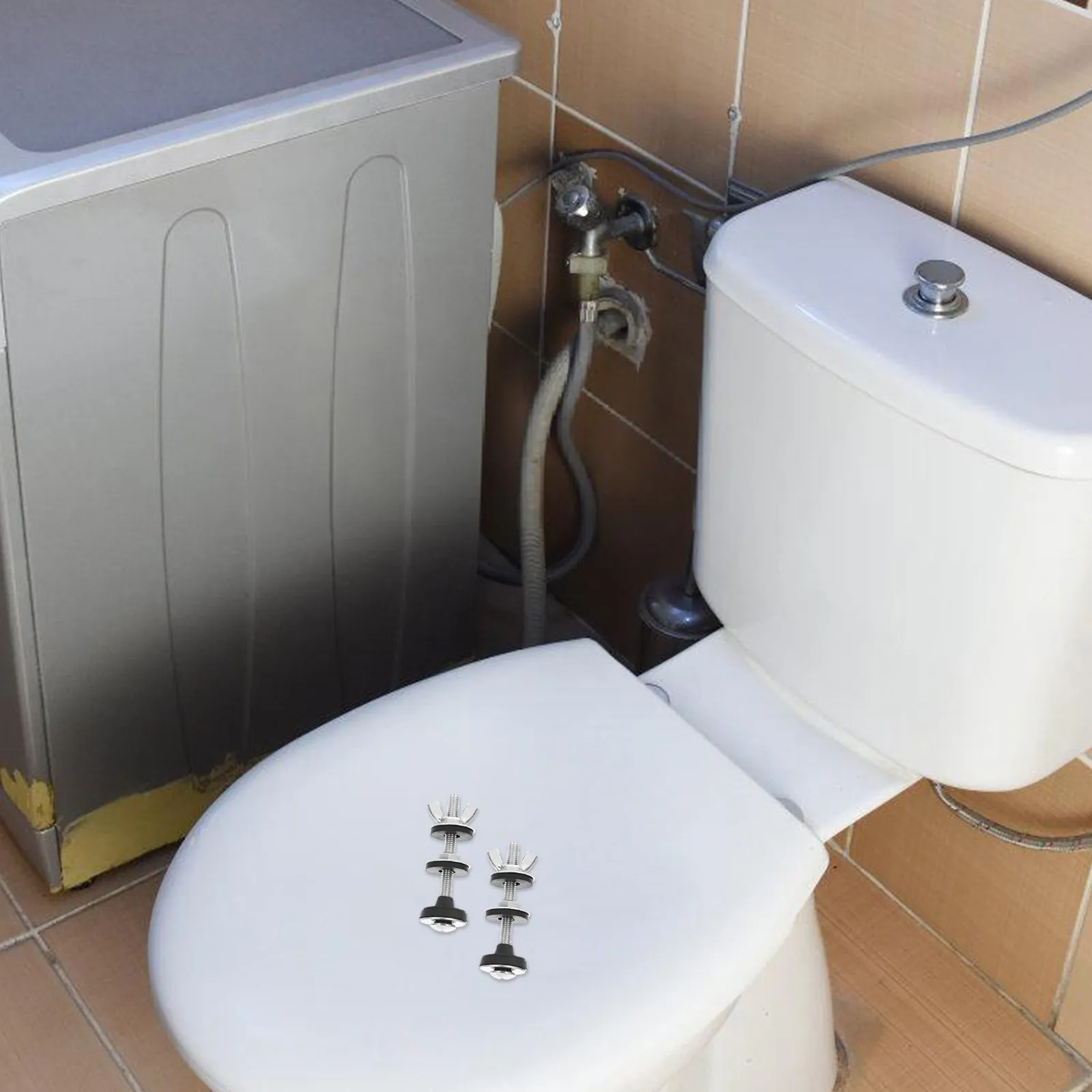 

1 пара прочных винтов из нержавеющей стали для ремонта сидений унитаза, сменные болты с гайками для надежной и долговечной фиксации крышки сиденья