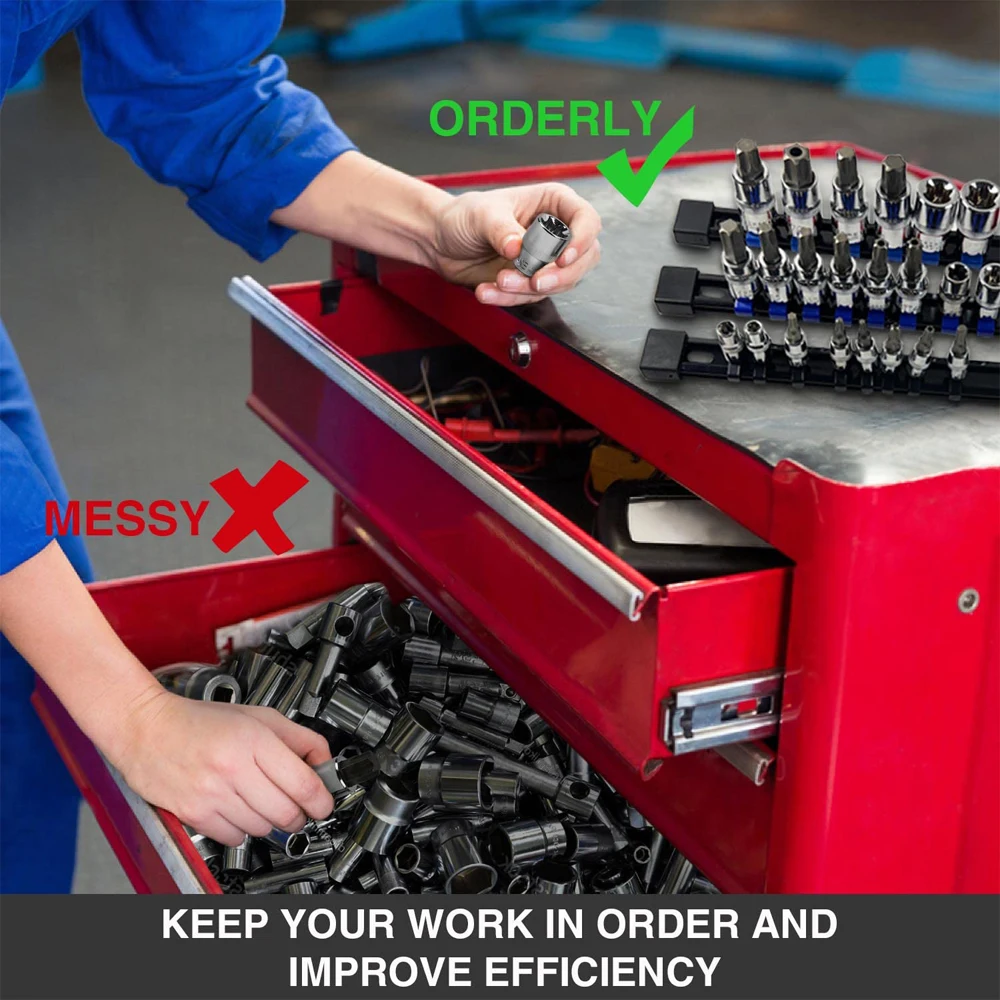 360 ° قطب المقبس المنظم 1/4 3/8 1/2 قسط الجودة المقبس كليب السكك الحديدية حامل المقبس انزلاق حامل كم السكك الحديدية أدوات الرف 1 قطعة #6