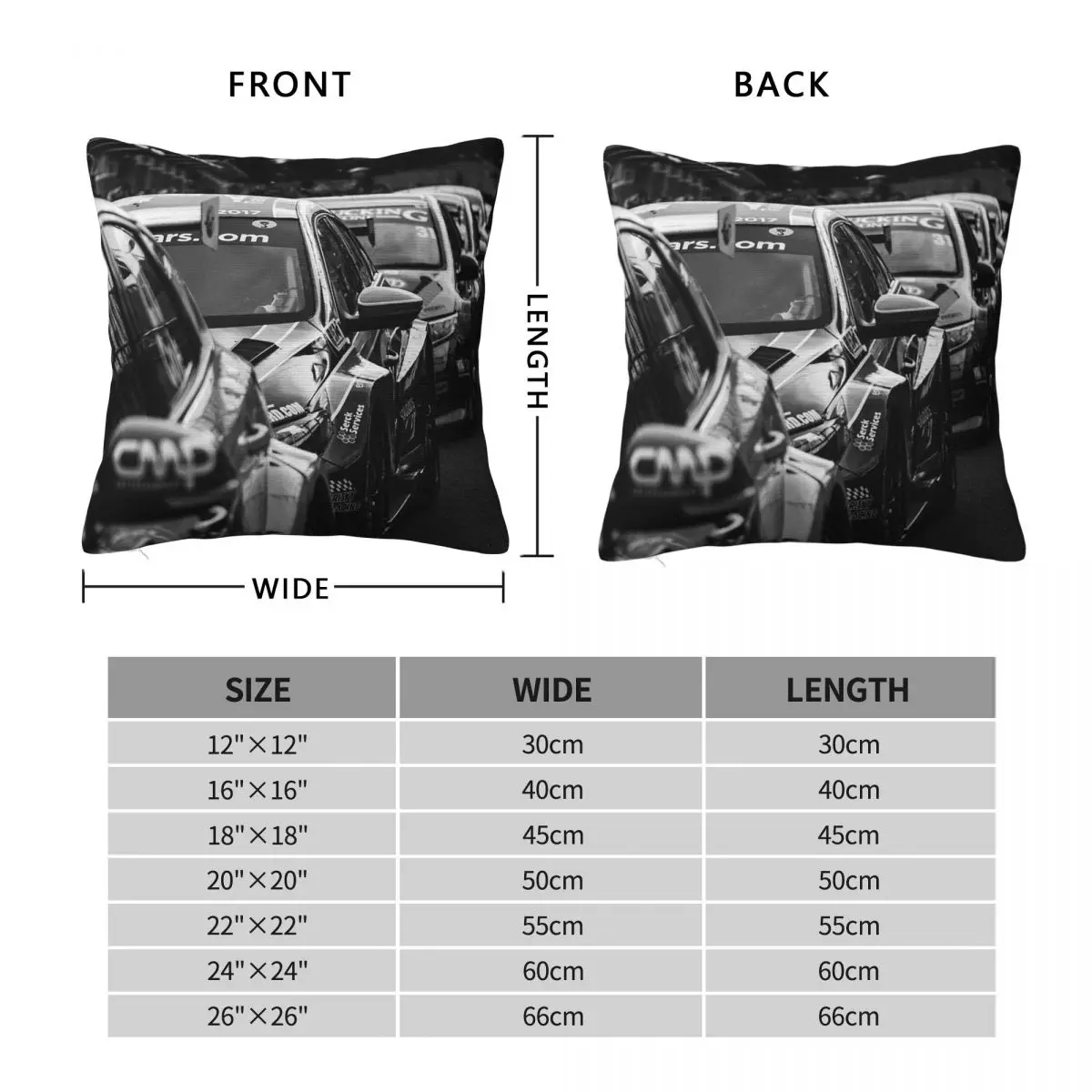 British Touring Car Lineup BTCC Square Pillowcase Polyester Linen Velvet Printed Zip Decor Pillow Case Bed Cushion Case 45x45