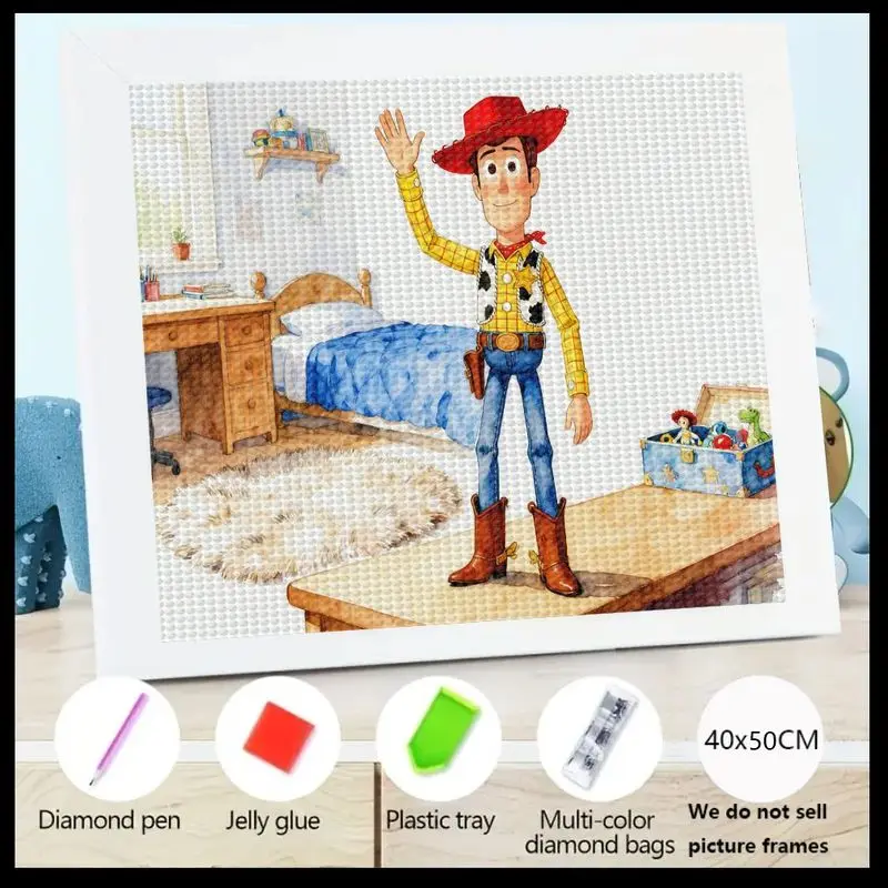 

1PC DIY 5D Full Drill Diamond Painting Kit Featuring Popular Woody from Toy Story, Cute Cartoon Cowboy Character Crystal Diamond
