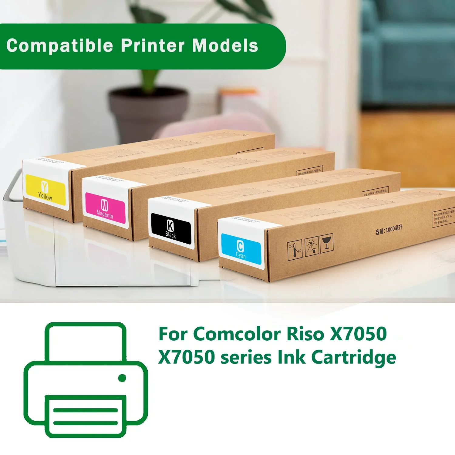 For Riso Comcolor X7050 Printer Compatible Ink Cartridge Ink Bag X7050 Series Cartridge 1000ml Ink Cartridge With One Time Chip