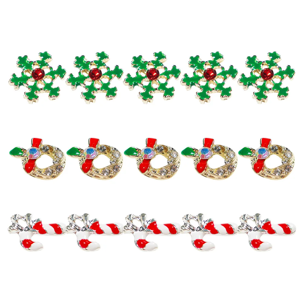 

15Pcs Xmas Manicure Nail Charms Creative Designs Durable Hard Texture DIY Nail Art Salon Supplies Fingernail Decors