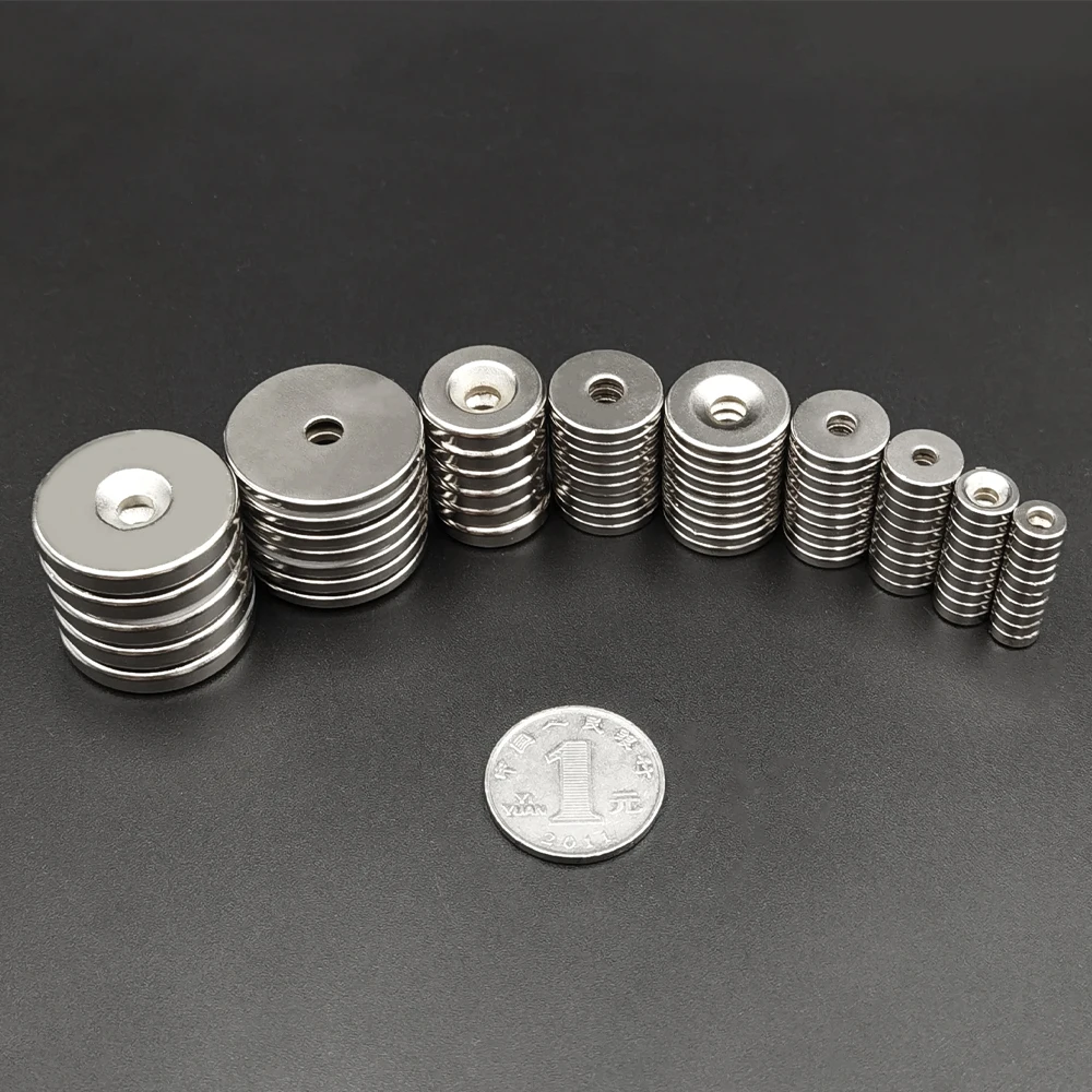 Super Strong Powerful Neodymium Magnets 8/10/12/15/20/25/30mm x3/4/5/6mm Small Circular Round Magnet with a Screw Hole in center