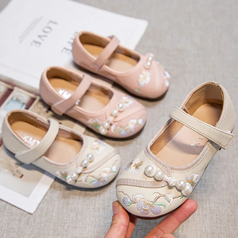 Girls Hanfu Shoes Children Antique Embroidered Shoes Spring and Autumn Girl Baby Girl Princess Shoes.