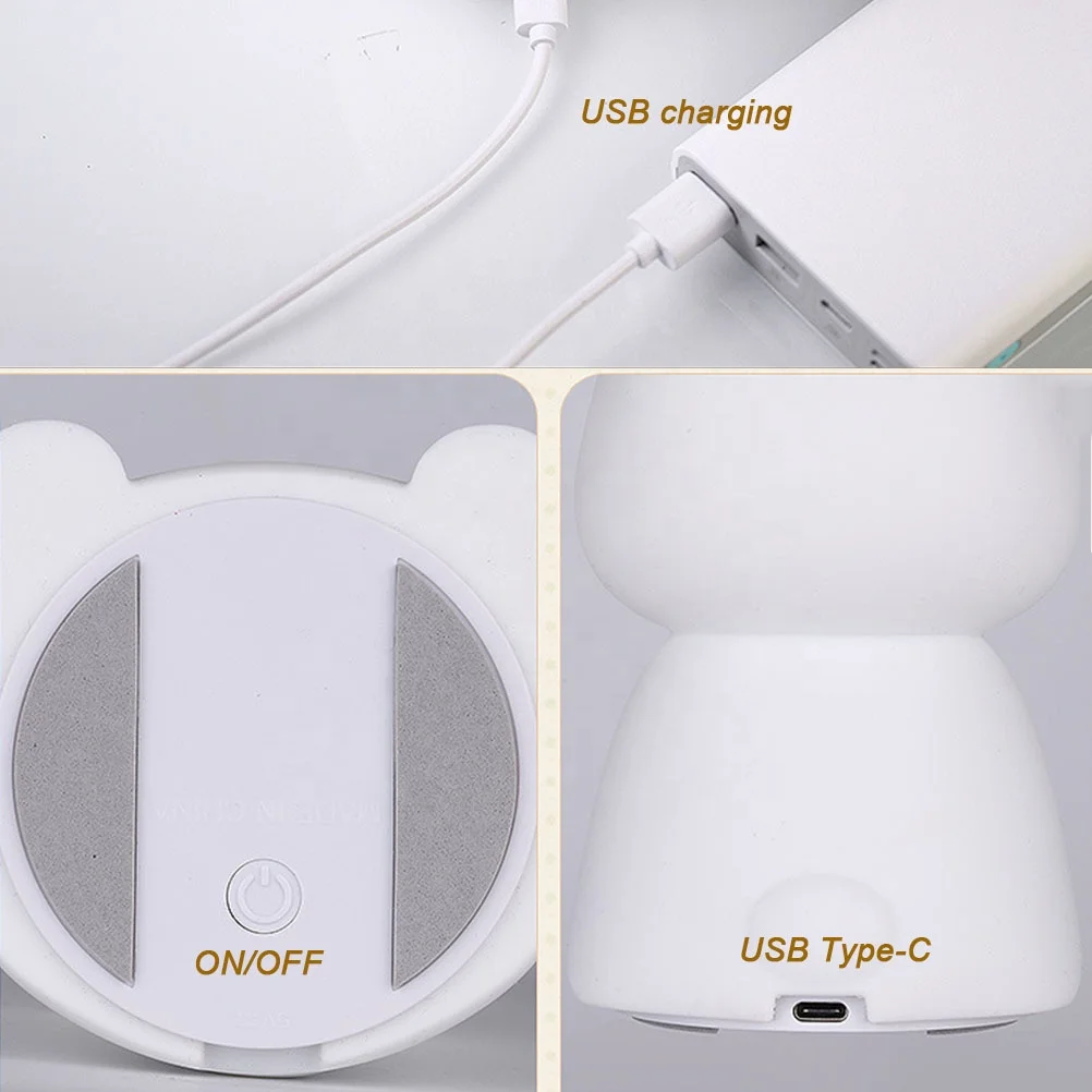 USB Rechargeable Animal Silicone Lamp LED Bunny Night Lights for Kids Room Bedside Lamp RGB 3D Silicone Rabbit LED Night Light