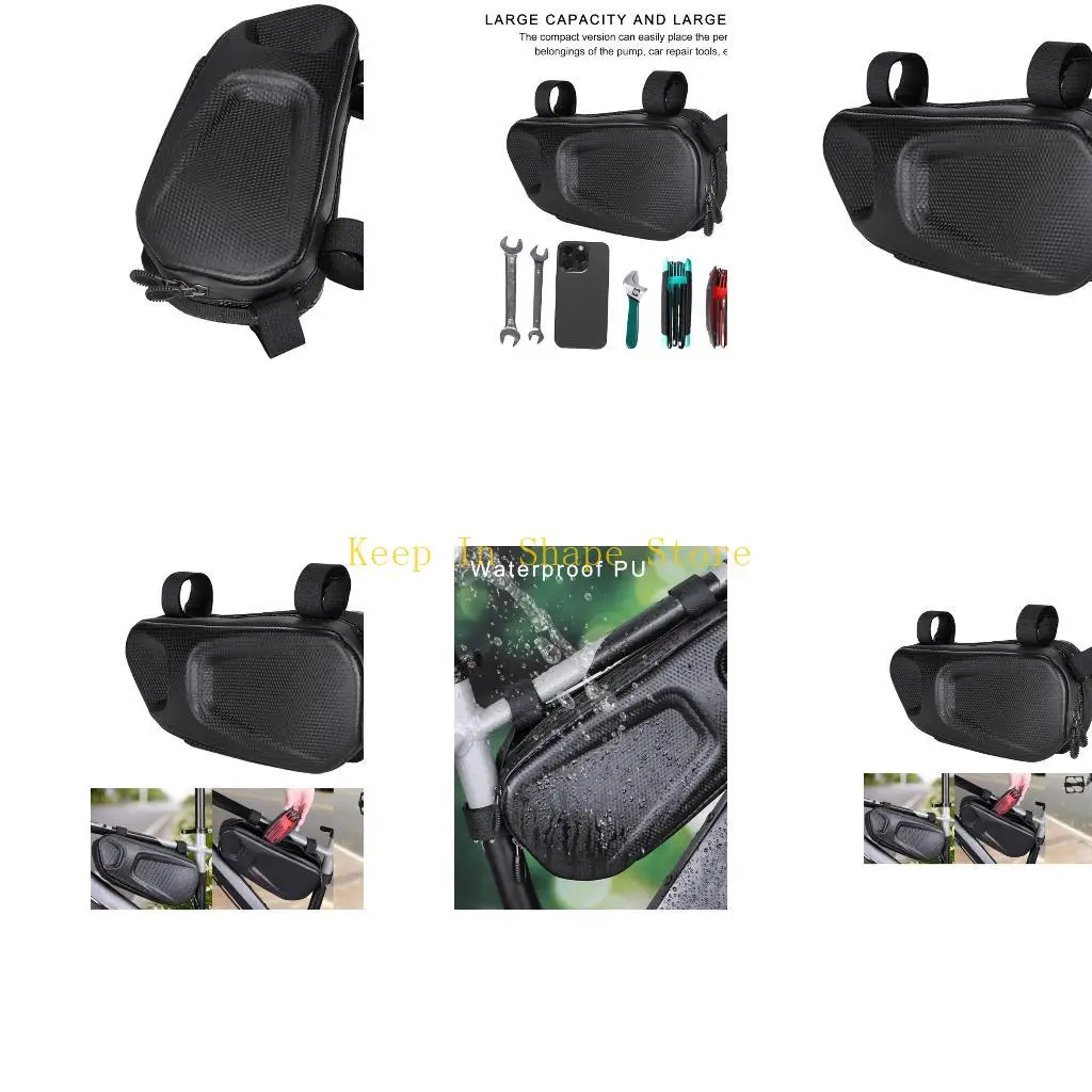 

U1JC Motorcycle Side Bag Waterproofed Triangles Bag Double Sealing Zippers Bike Bag for Cycling Gears