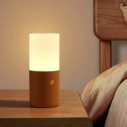 Wooden LED Night Light, Creative Colorful Touch Light, Nordic Dual Frequency Light Mode, Flip Up and Down, Gravity Sensor Lamp