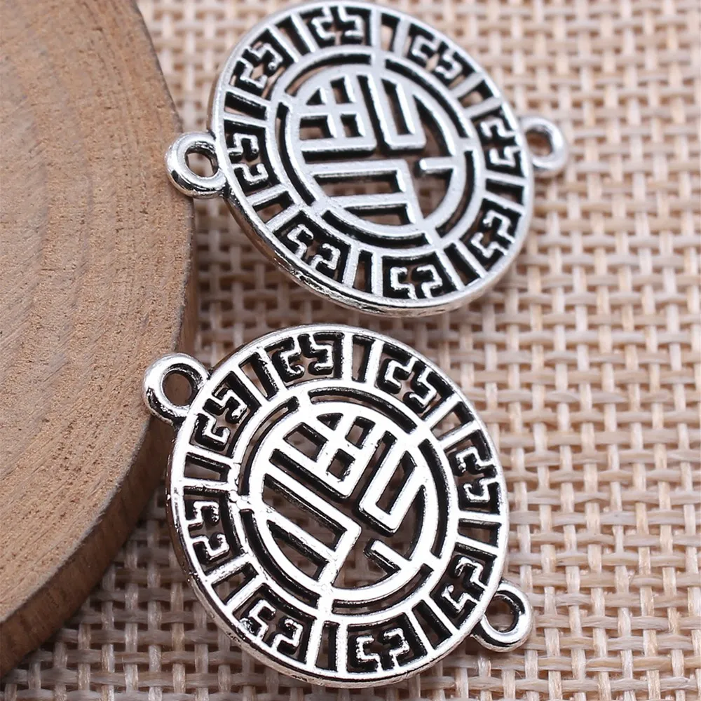 Nail Charms Chinese Style Fu Character Connector Jewellery Making Supplies 27x21mm 10pcs