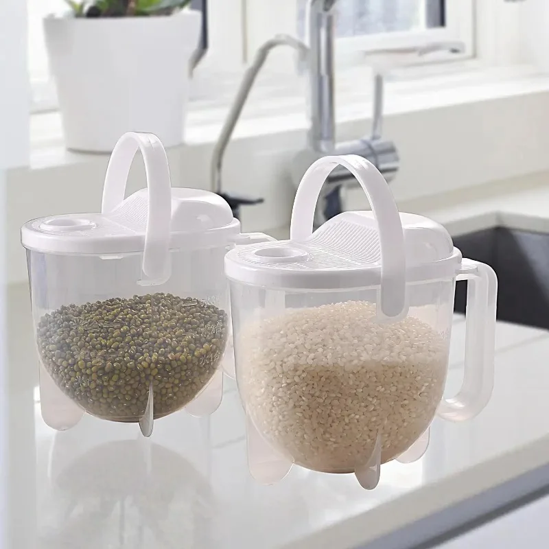 Drain Basket Free Hand Washing Rice Scour Type Rice Washing Rice Basket with Cover Kitchen Cleaning Vegetable and Fruit Tools view 5