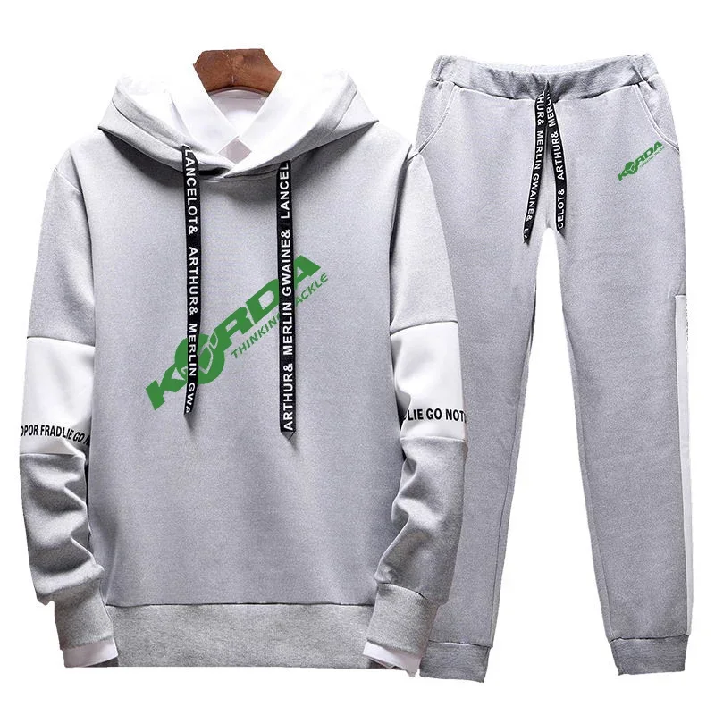 2024 Spring Autumn Korda Inspired Tribute Logo Print Patchwork Sleeve Hooded Hoodies Coat+Sports Trousers High-Quality Trend Set