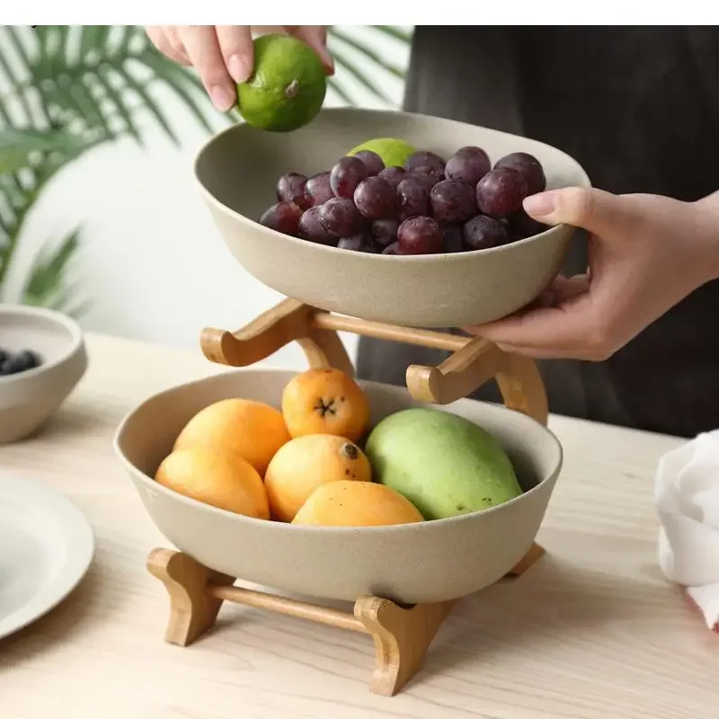 

Japanese Creative Household Ceramic Fruit Plate Double Layer Dried Fruit Plate Snack Plate Storage Tray Living Room Candy Plate