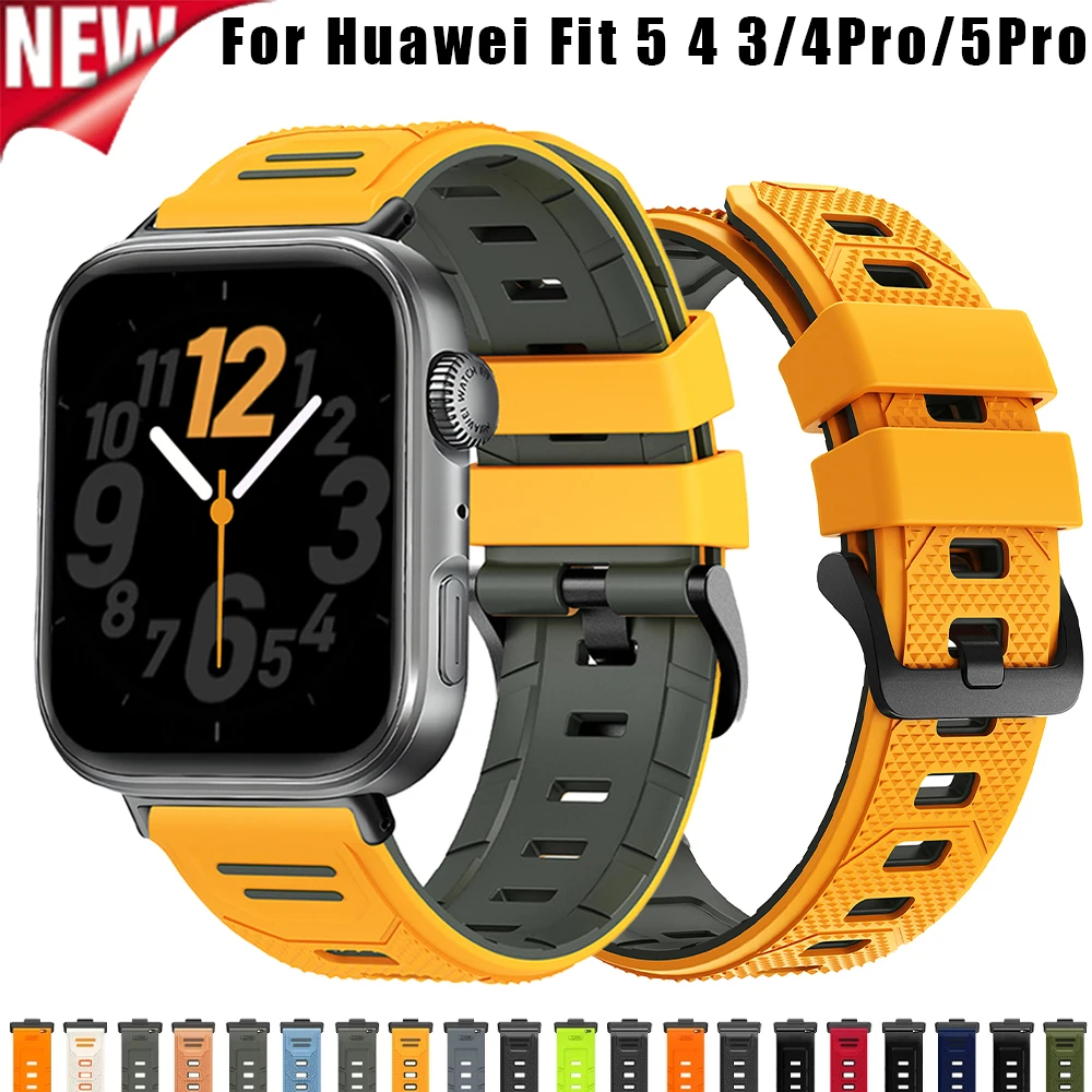Silikon-Sportarmband für Huawei Fit 5 4 3 Zweifarbiges Verstellbares Armband für Huawei Watch Fit 5 Pro/4 Pro Armband-Zubehör