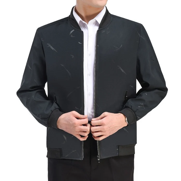

Loose Casual Men's Jaet Busin Sle Spring Autumn Dad Clothes Long Sve Warm Outerwear for Middle-Aged Men