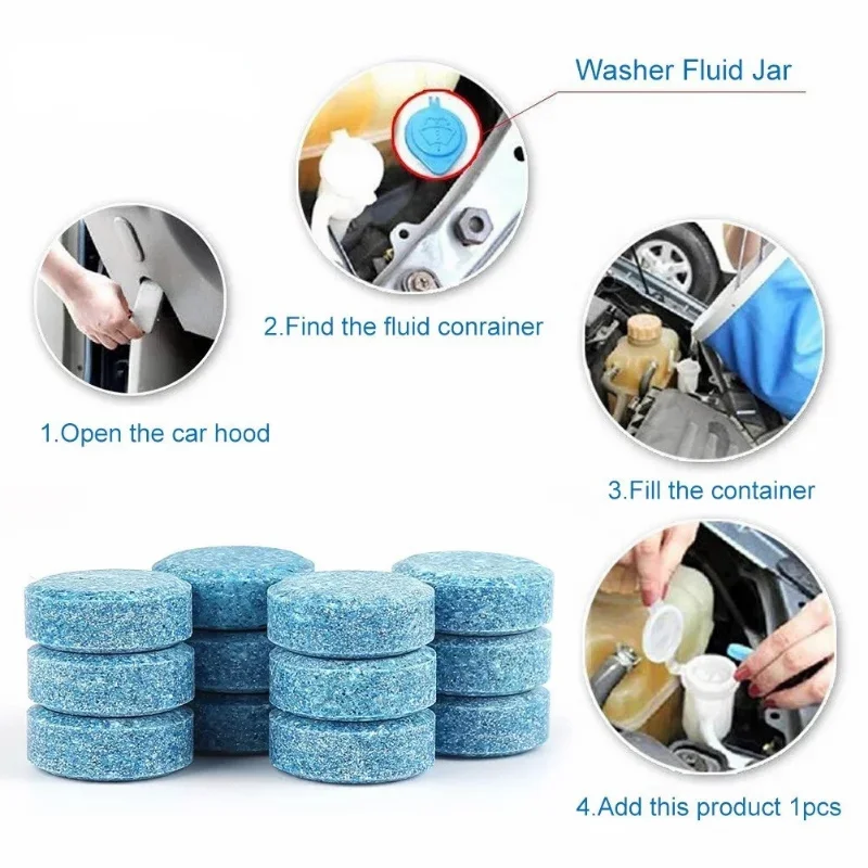 40pcs Solid Cleaner Car Windscreen Cleaner Effervescent Tablet Car Windshield Glass Concentrated Washer Tablets Auto Accessary