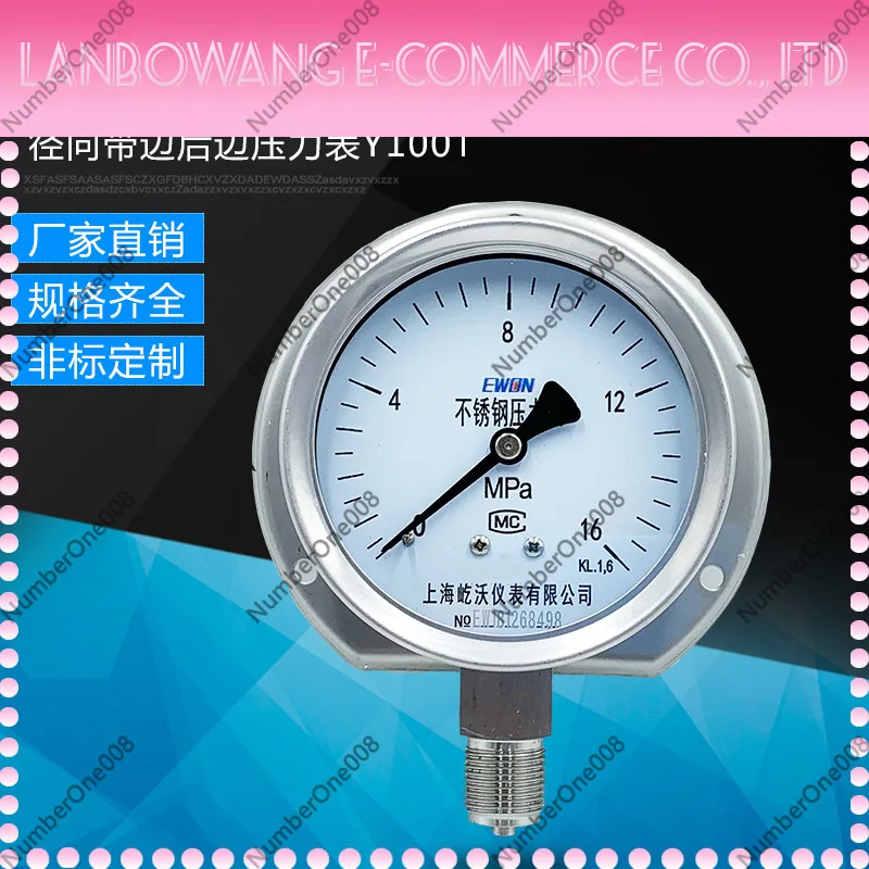 Stainless Steel Pressure Gauge Y100T Bottom Mount Liquid Filled Direct