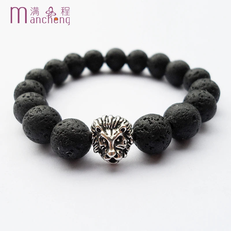 official-website tiki Women 10MM Lava bracelet Ancient lion head chain bracelet jewelry Man Lion heads bracelet