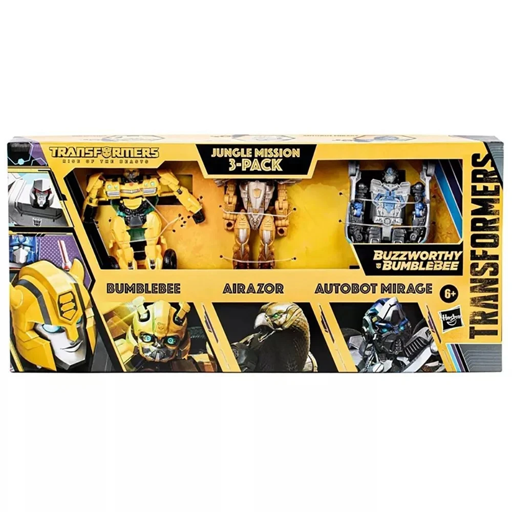 In-Stock Hasbro Transformers: Rise of The Beasts Jungle Mission 3-Pack (Bumblebee, Airazor, and Mirage) Action Figure Model Toys