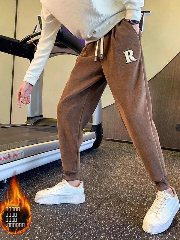 

Мужские вельветовые брюки Harlan Thiened, осенне-зимние брюки для отдыха, теплые прямые брюки, дизайн из полиэфирного волокна