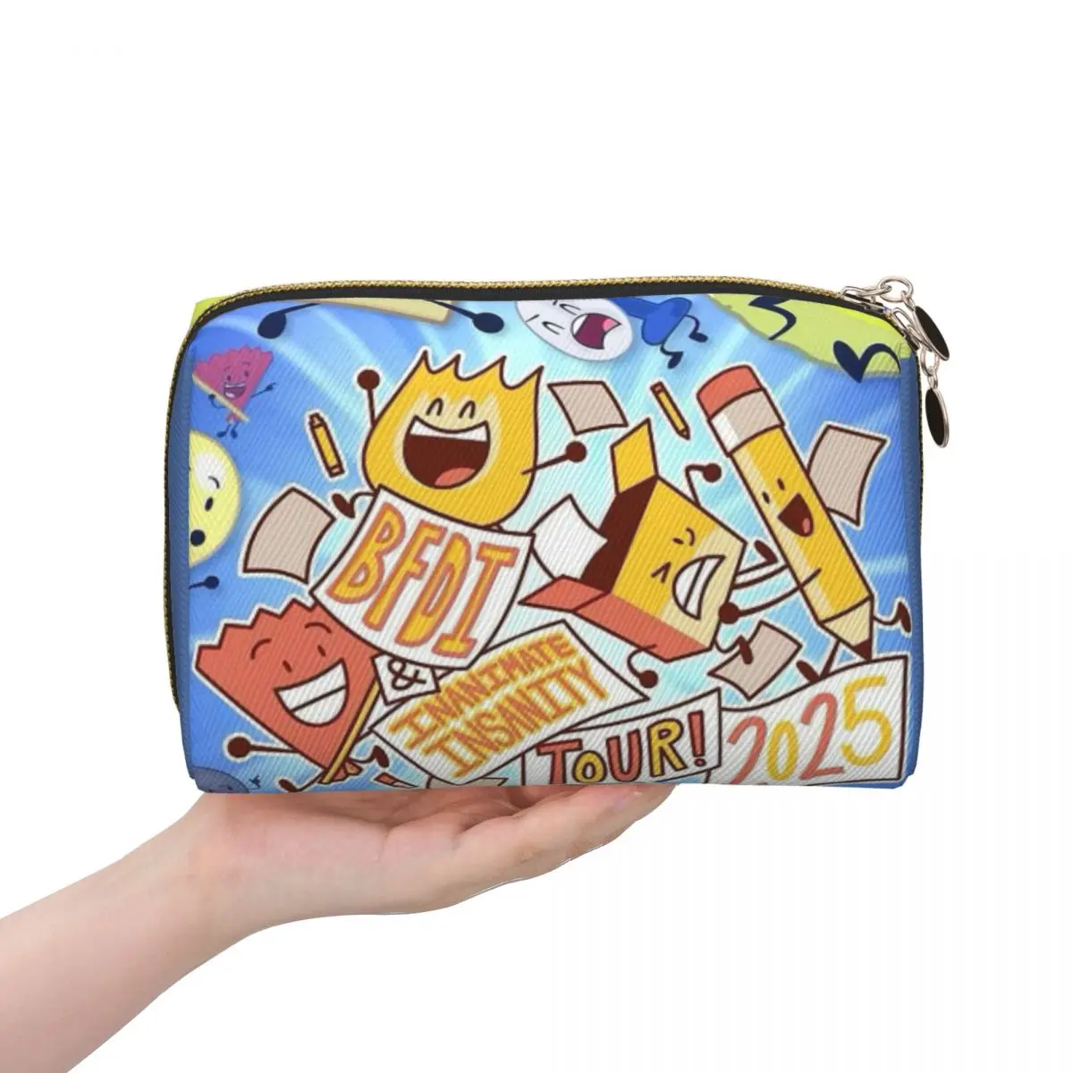 

BFDI Four BFB Women Cosmetic Bag Travel Makeup Organizer Pouch Toiletry Storage Dopp Kit Box