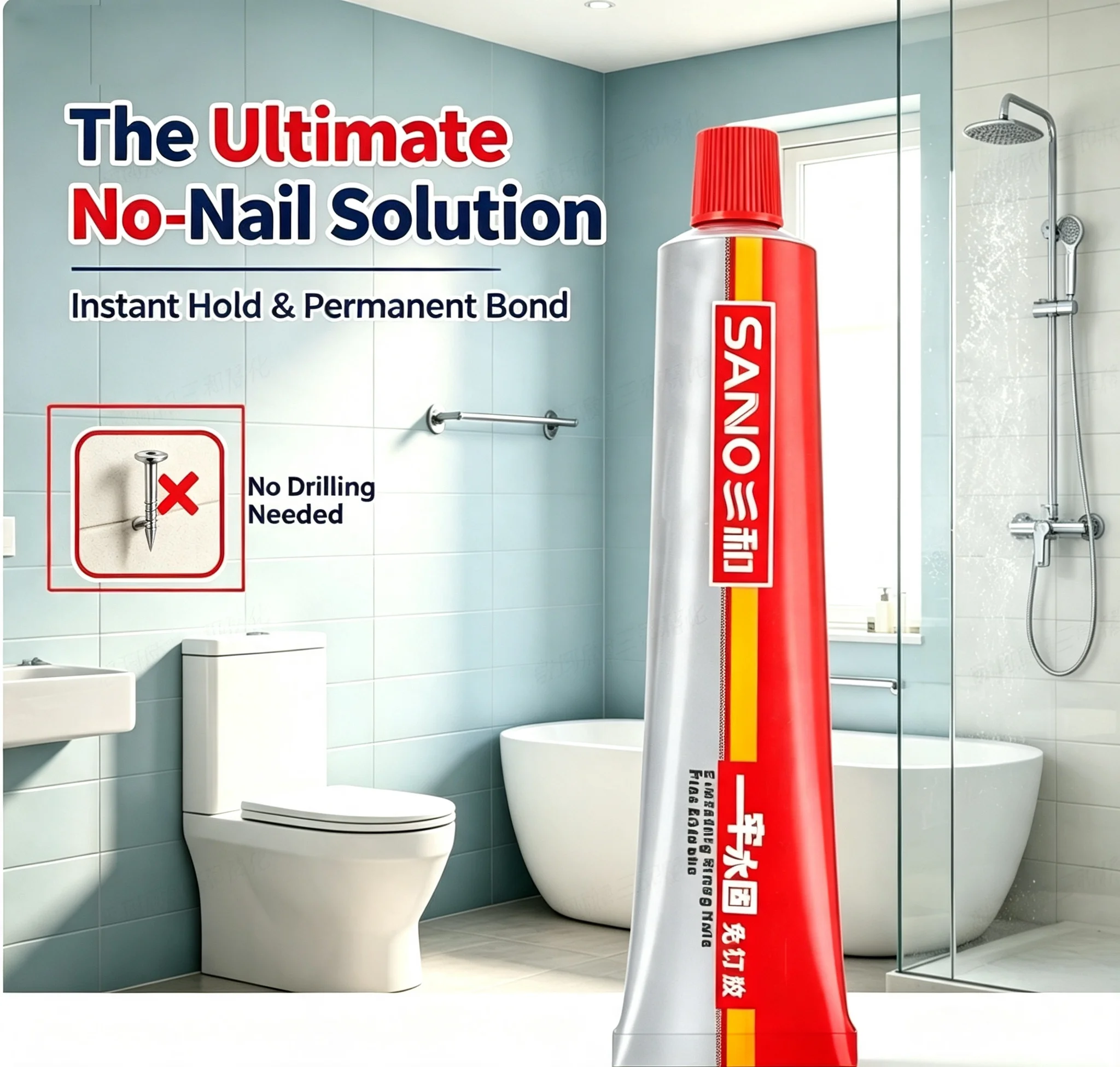SANVO Heavy Duty Nail Free Glue Waterproof Instant Grab Adhesive No Drill Liquid Nails for Wood Metal Stone DIY Home Improvement