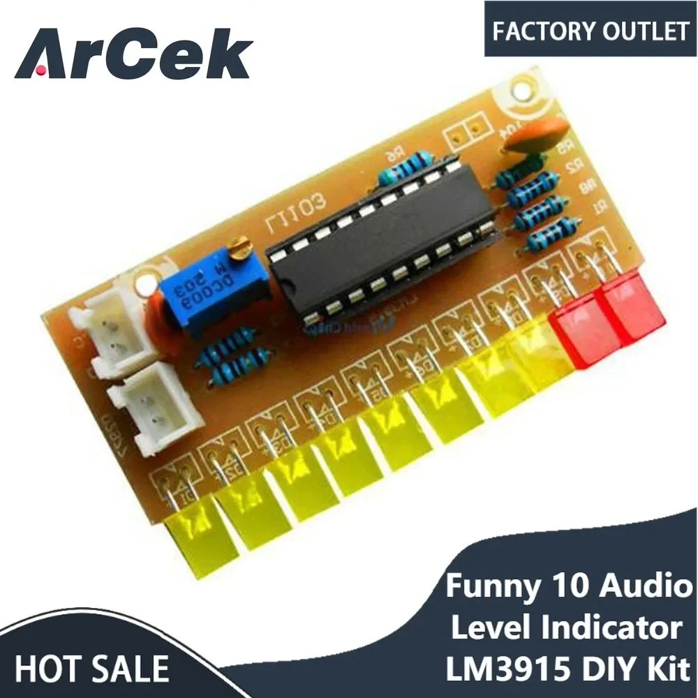 Zabawny zestaw 10 wskaźnik poziomu Audio LM3915 DIY elektroniczny zestaw wskaźników Audio