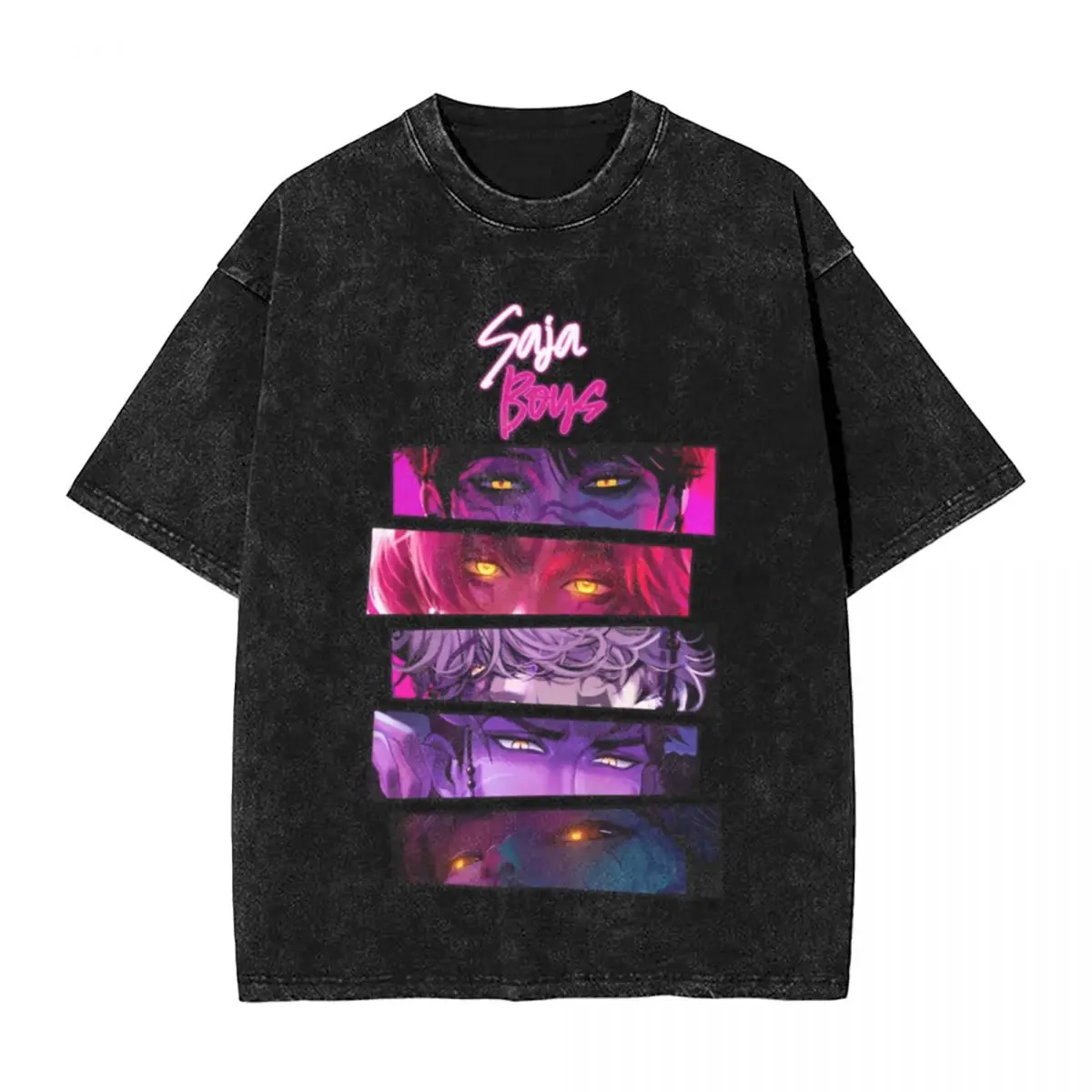 

Oversized Washed T Shirt Saja Boys Eyses Band Kpop Cotton T Shirts Hippie Tshirt for Man Beach Y2K Basic Print Top Tees