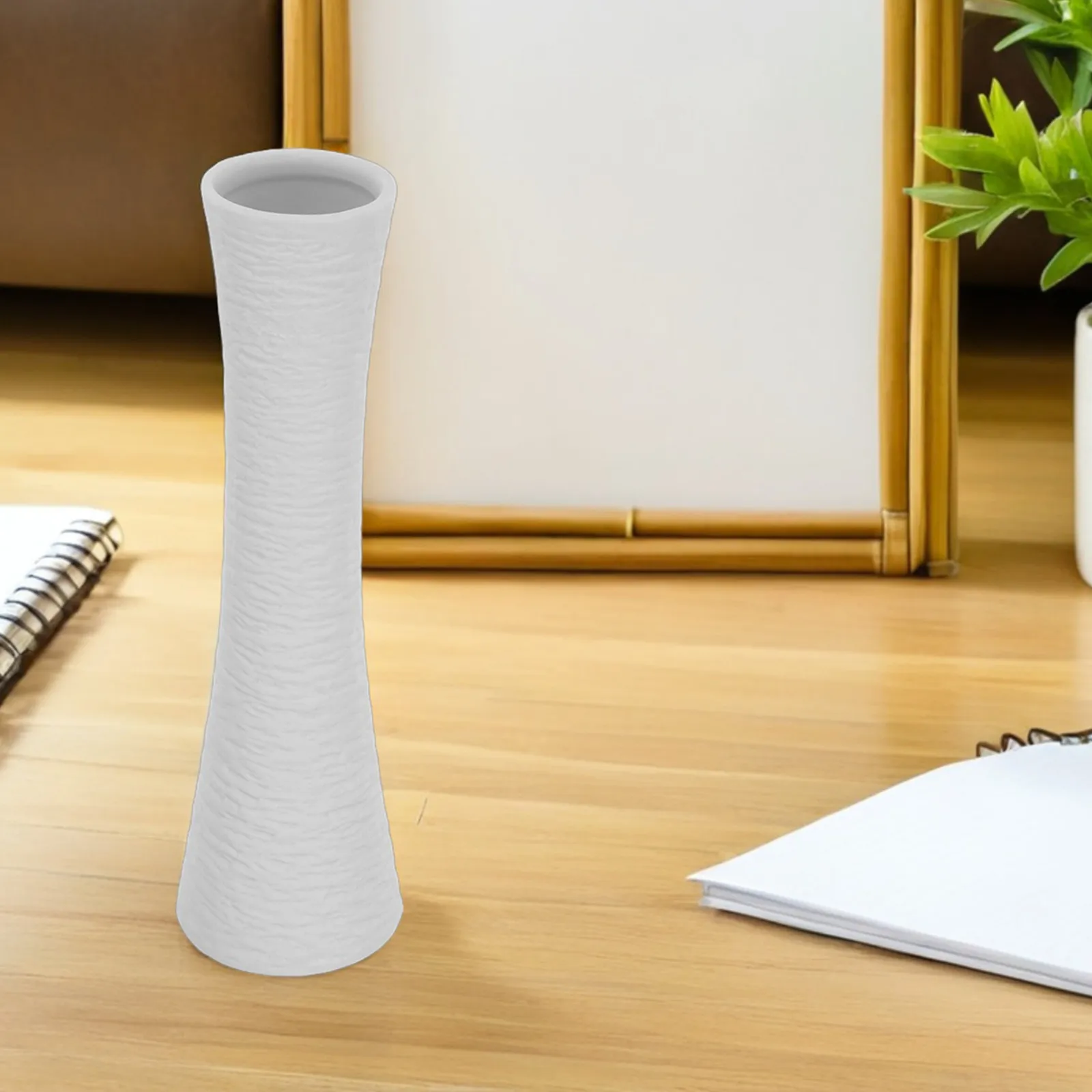 Modern Ceramic Ribbed Cone Vase Large Opening Decorative Tall Flower Vase for Pampas Grass Dried Fresh Floral Arrangements Home view 2