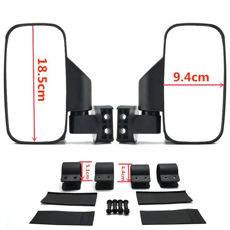 UTV ATV Rearview Mirror Shockproof Side Mirror W/ 1.75' 2' Roll Cages For Can Am For Polaris RZR 800 900 1000 For Yamaha