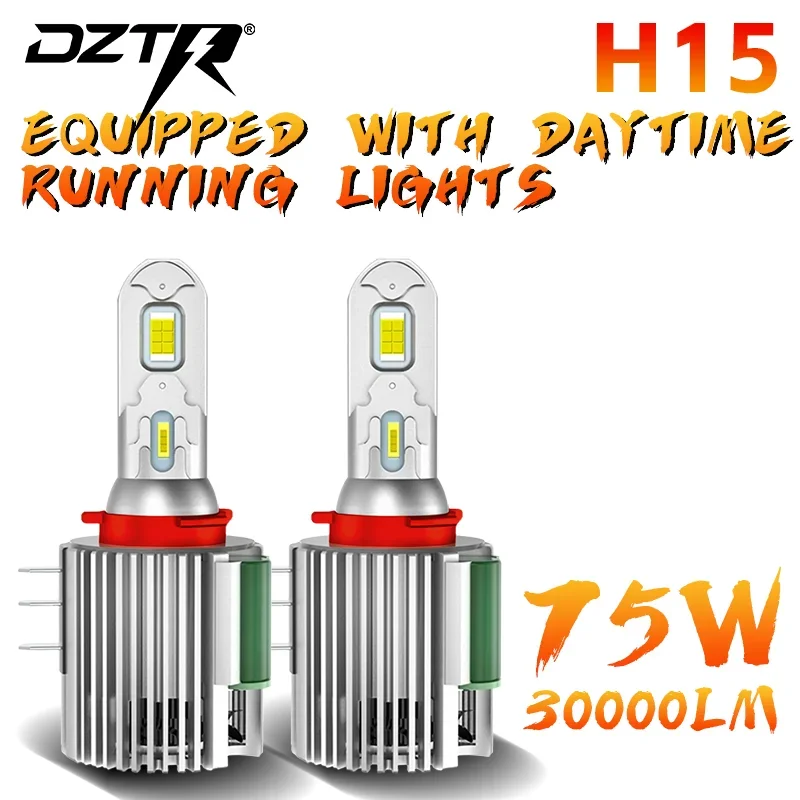 

Светодиодные лампы DZTR H15 G7H7 для фар автомобиля, дальний свет, дневные ходовые огни, 12В, 6000К, белый свет, автолампа Canbus для Golf7, VW, Audi, BMW