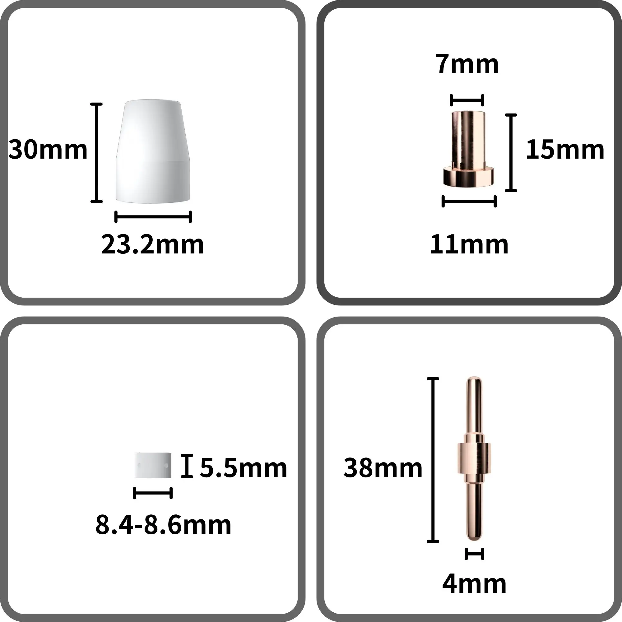 Imagem -03 - Kit de Eletrodos e Bicos de Ponta de Cortador de Plasma Longo Estendido de Cobre Vermelho Acessórios Consumíveis para Pt31 Lg40 40a 65 100 Peças