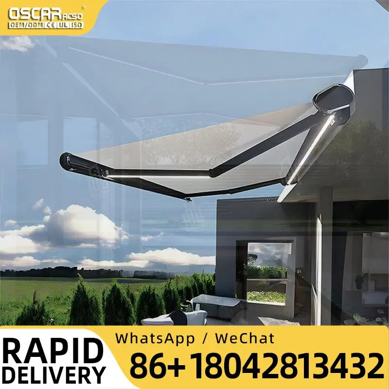 7m Length 4m Depth Full Box Design  Manual and Electric Patio Canopy Outdoor Sun Shade for Garden Porch Retractable Awning