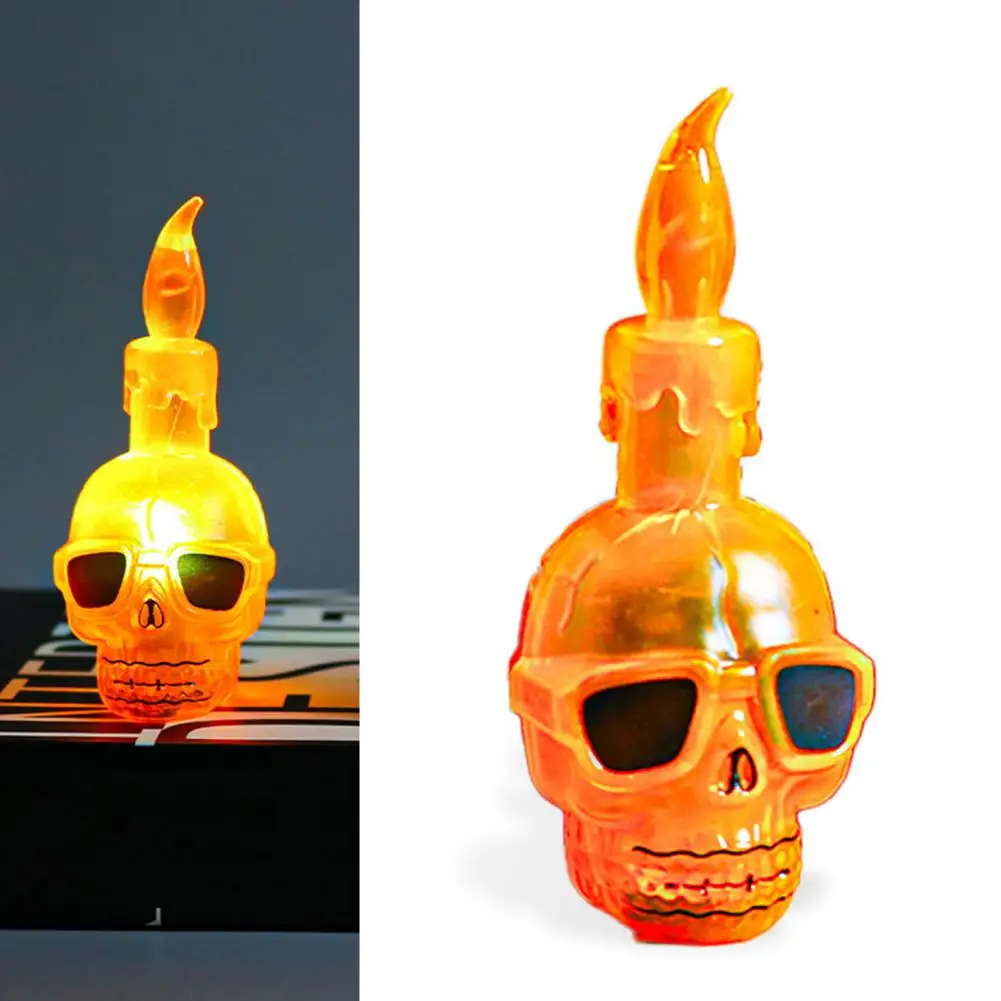 Led Skull Lamp Realistic Flameless Halloween Skull Lamp Battery-operated Skeleton Head Candle Decoration for Spooky Party Night