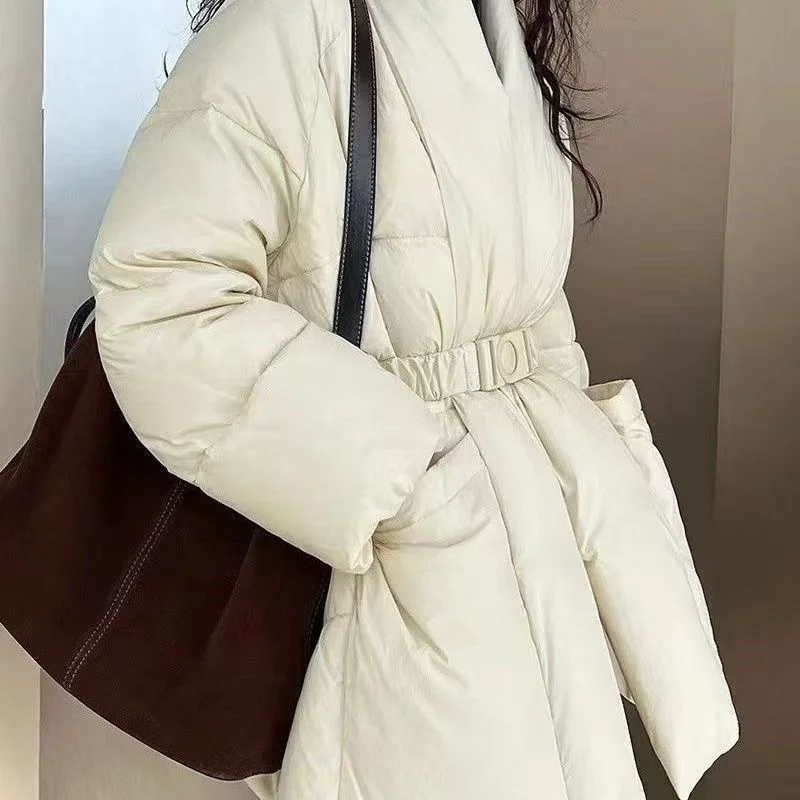 nouveau-2025-hiver-coton-veste-design-de-mode-sens-femmes-coton-manteau-version-coreenne-a-lacets-taille-chaud-parkers-pardessus