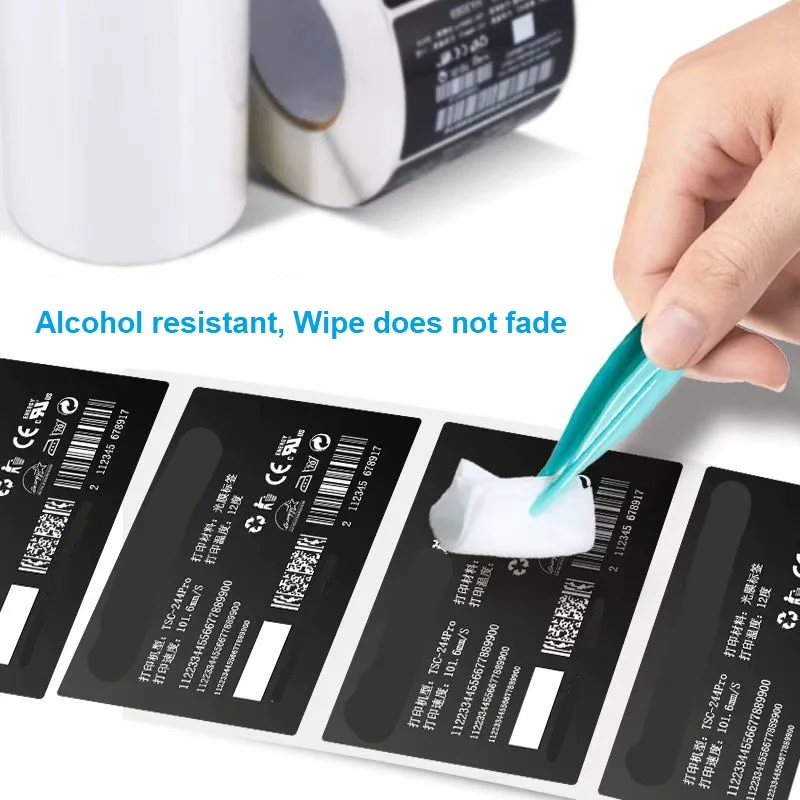 Super white resin ribbon Alcohol resistant 200M matte black label printing PET thermal transfer barcode printer ribbon roll