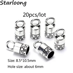 20pcs/lot antique silver plated zinc alloy round charm bead caps leather cord end caps DIY Jewelry making for bracelet necklace