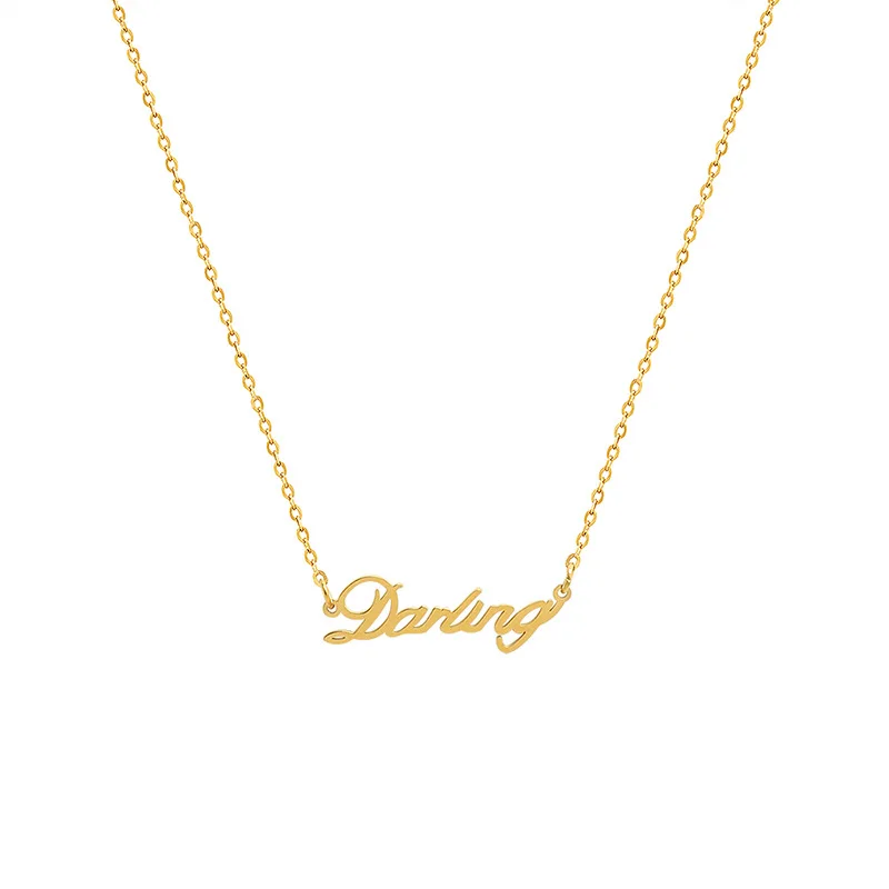 Innovative design letter pendant darling necklace titanium steel plated 18K real gold jewelry women